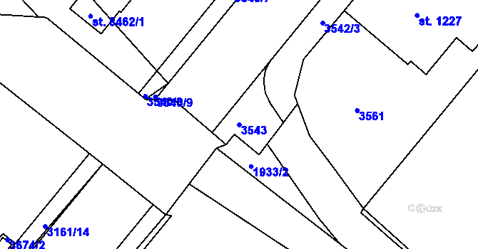 Parcela st. 3543 v KÚ Kroměříž, Katastrální mapa