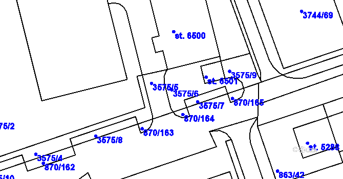 Parcela st. 3575/6 v KÚ Kroměříž, Katastrální mapa