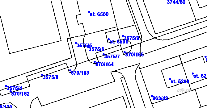 Parcela st. 3575/7 v KÚ Kroměříž, Katastrální mapa