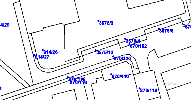 Parcela st. 3575/10 v KÚ Kroměříž, Katastrální mapa