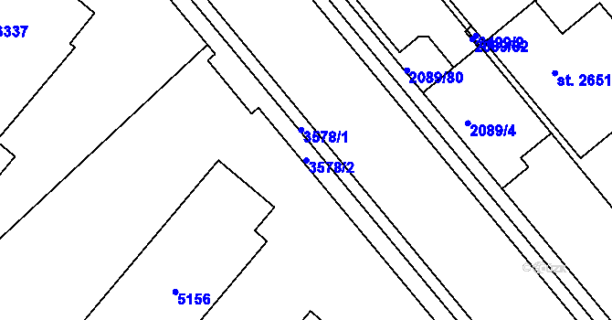 Parcela st. 3578/2 v KÚ Kroměříž, Katastrální mapa