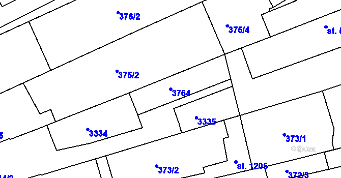 Parcela st. 3764 v KÚ Kroměříž, Katastrální mapa