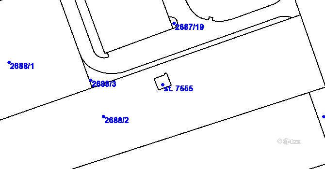 Parcela st. 7555 v KÚ Kroměříž, Katastrální mapa