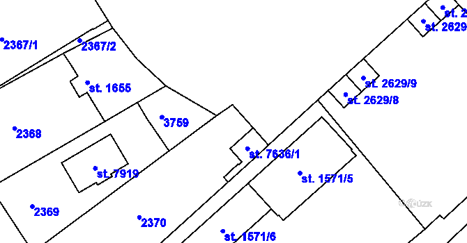 Parcela st. 2375/5 v KÚ Kroměříž, Katastrální mapa