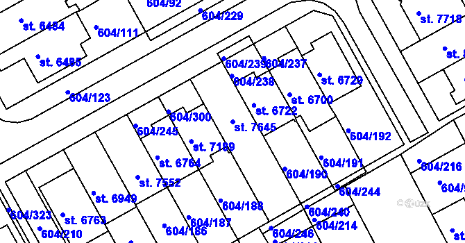 Parcela st. 7645 v KÚ Kroměříž, Katastrální mapa
