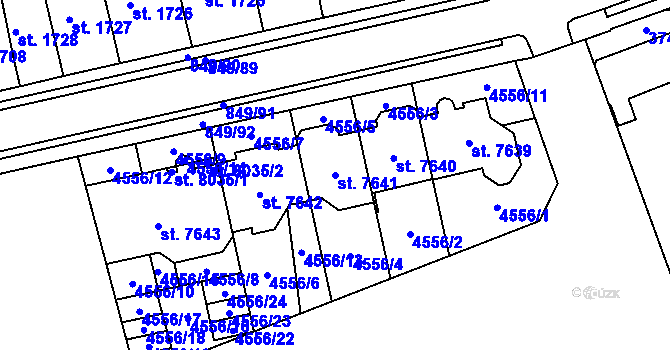 Parcela st. 7641 v KÚ Kroměříž, Katastrální mapa