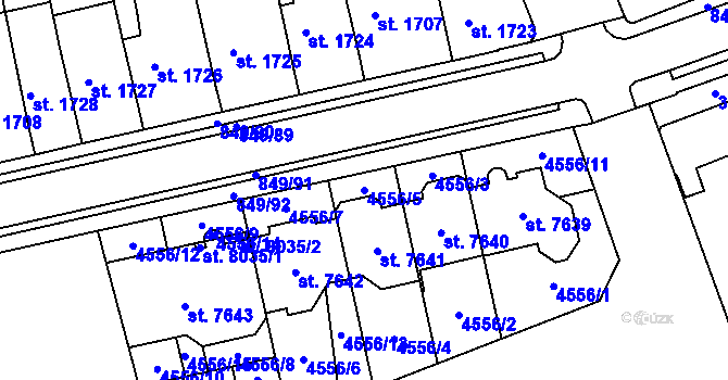 Parcela st. 4556/5 v KÚ Kroměříž, Katastrální mapa
