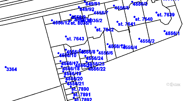 Parcela st. 4556/6 v KÚ Kroměříž, Katastrální mapa