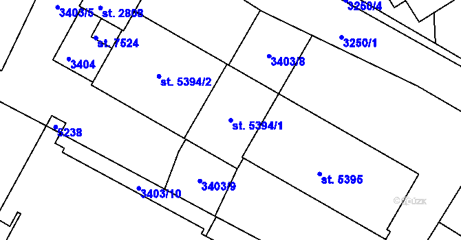 Parcela st. 5394/1 v KÚ Kroměříž, Katastrální mapa