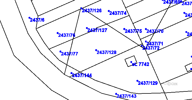 Parcela st. 2437/128 v KÚ Kroměříž, Katastrální mapa