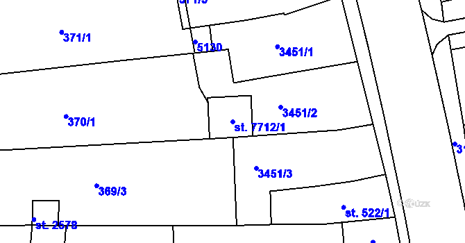 Parcela st. 7712/1 v KÚ Kroměříž, Katastrální mapa