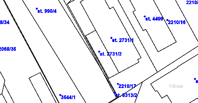 Parcela st. 2731/2 v KÚ Kroměříž, Katastrální mapa