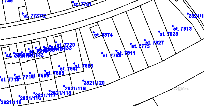 Parcela st. 7754 v KÚ Kroměříž, Katastrální mapa