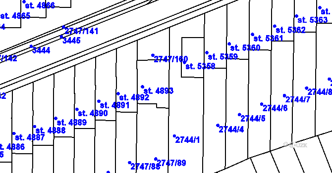 Parcela st. 6416 v KÚ Kroměříž, Katastrální mapa