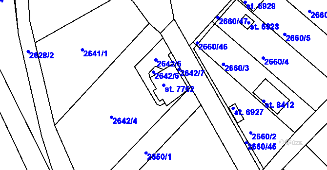 Parcela st. 7762 v KÚ Kroměříž, Katastrální mapa