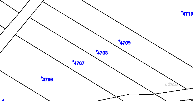 Parcela st. 4708 v KÚ Kroměříž, Katastrální mapa
