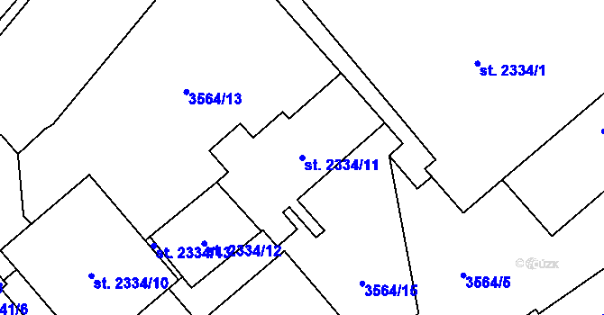 Parcela st. 2334/11 v KÚ Kroměříž, Katastrální mapa