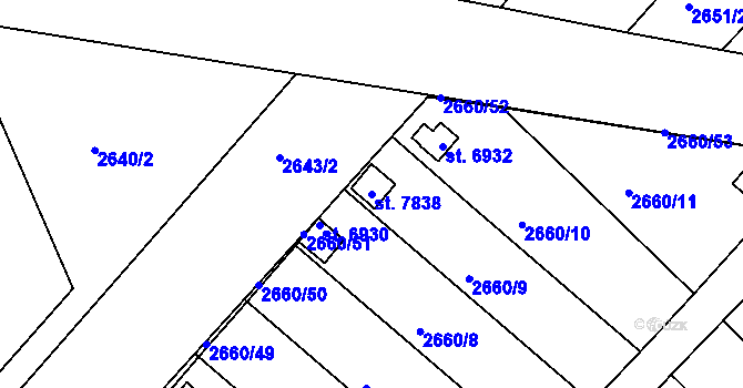 Parcela st. 7838 v KÚ Kroměříž, Katastrální mapa