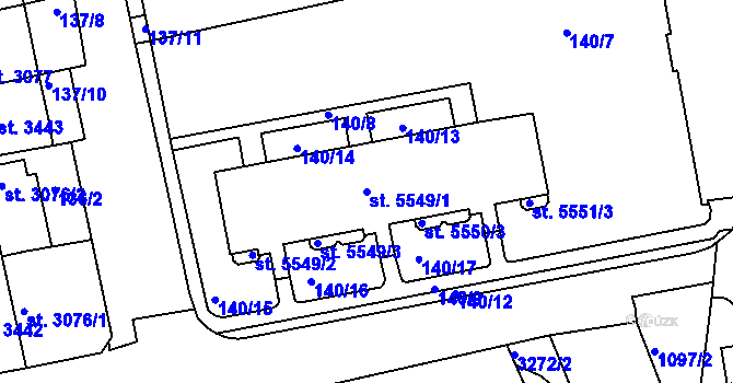 Parcela st. 5549/1 v KÚ Kroměříž, Katastrální mapa
