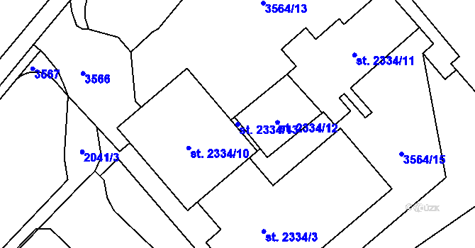 Parcela st. 2334/13 v KÚ Kroměříž, Katastrální mapa