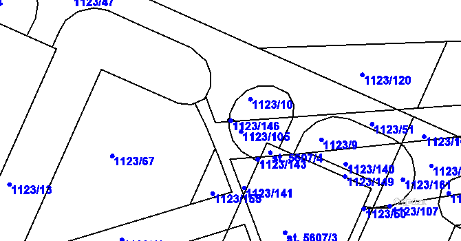 Parcela st. 1123/146 v KÚ Kroměříž, Katastrální mapa