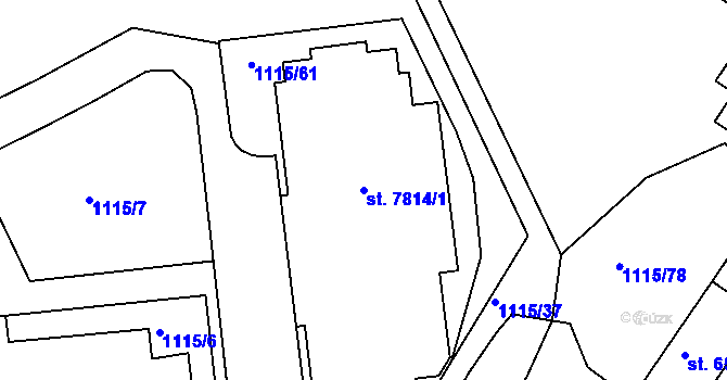 Parcela st. 7814/1 v KÚ Kroměříž, Katastrální mapa