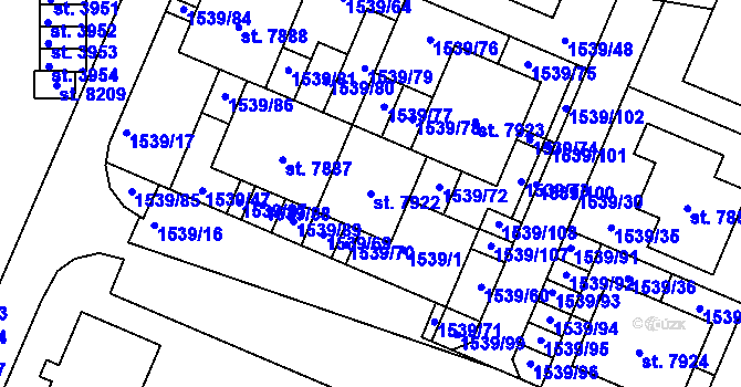 Parcela st. 7922 v KÚ Kroměříž, Katastrální mapa