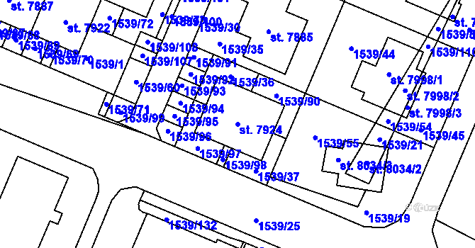 Parcela st. 7924 v KÚ Kroměříž, Katastrální mapa