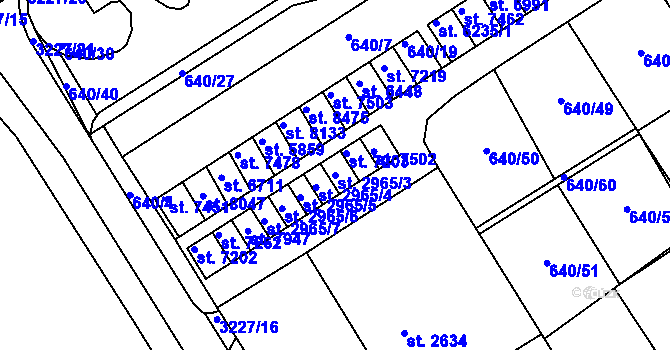 Parcela st. 2965/3 v KÚ Kroměříž, Katastrální mapa