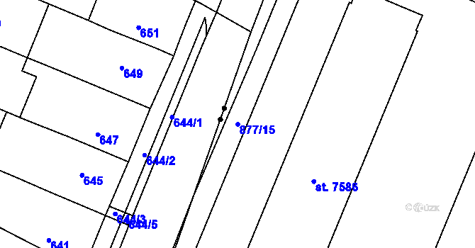 Parcela st. 877/15 v KÚ Kroměříž, Katastrální mapa