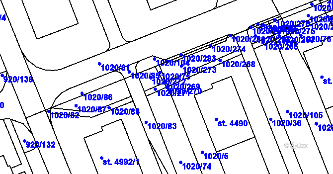 Parcela st. 1020/270 v KÚ Kroměříž, Katastrální mapa