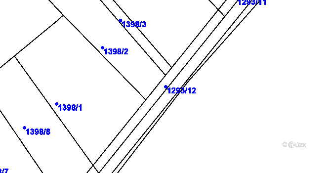 Parcela st. 1293/12 v KÚ Kroměříž, Katastrální mapa