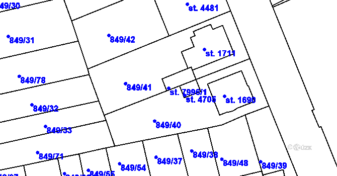Parcela st. 7996/1 v KÚ Kroměříž, Katastrální mapa