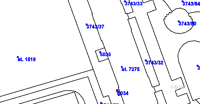 Parcela st. 5035 v KÚ Kroměříž, Katastrální mapa