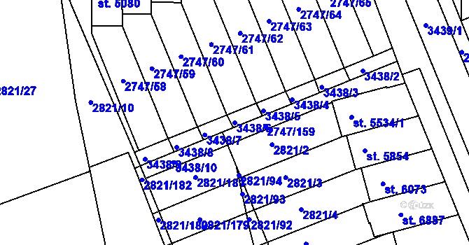 Parcela st. 3438/6 v KÚ Kroměříž, Katastrální mapa