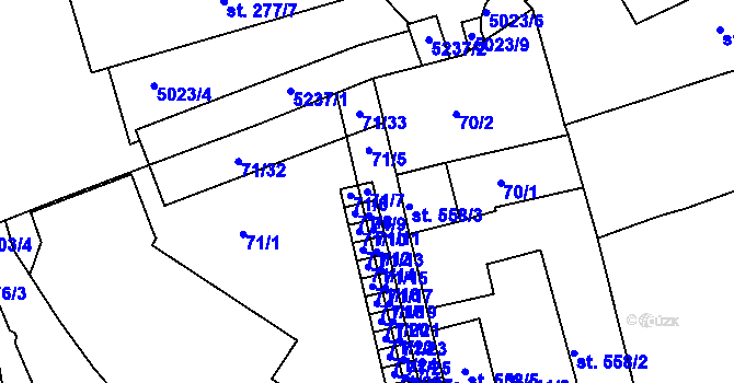 Parcela st. 71/7 v KÚ Kroměříž, Katastrální mapa