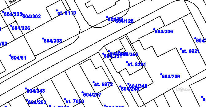 Parcela st. 604/351 v KÚ Kroměříž, Katastrální mapa