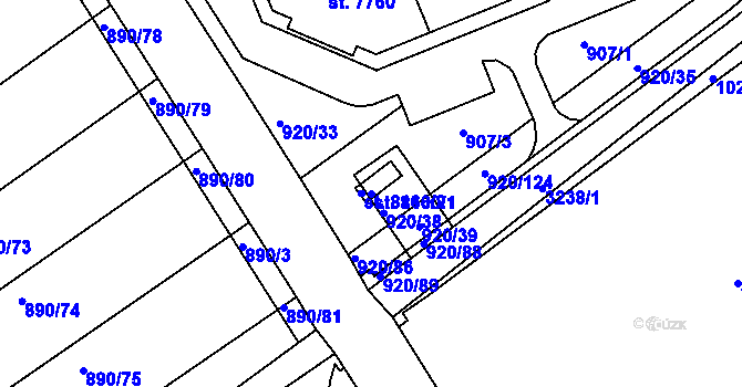 Parcela st. 8160/1 v KÚ Kroměříž, Katastrální mapa