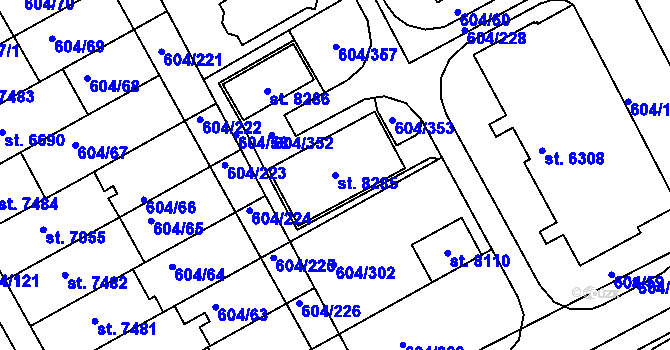 Parcela st. 8285 v KÚ Kroměříž, Katastrální mapa