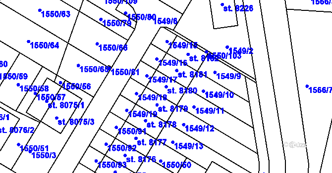 Parcela st. 8180 v KÚ Kroměříž, Katastrální mapa