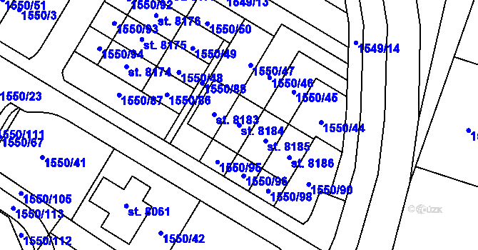 Parcela st. 8184 v KÚ Kroměříž, Katastrální mapa