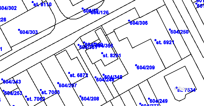 Parcela st. 8291 v KÚ Kroměříž, Katastrální mapa