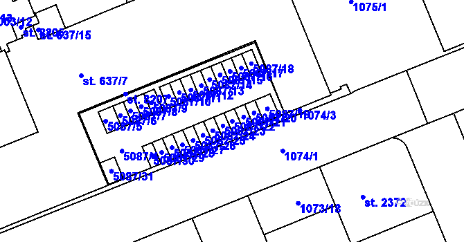 Parcela st. 5087/22 v KÚ Kroměříž, Katastrální mapa