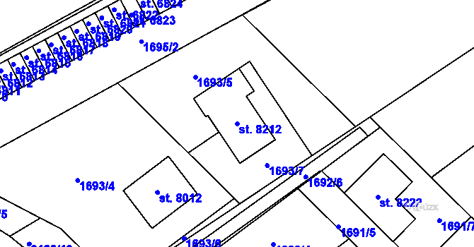 Parcela st. 8212 v KÚ Kroměříž, Katastrální mapa