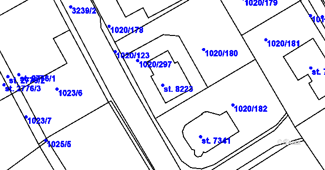 Parcela st. 8223 v KÚ Kroměříž, Katastrální mapa