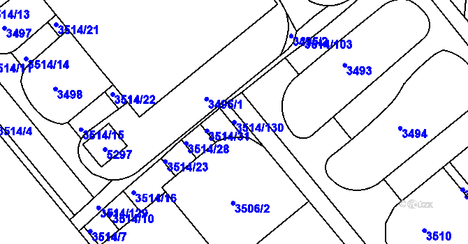 Parcela st. 3514/130 v KÚ Kroměříž, Katastrální mapa
