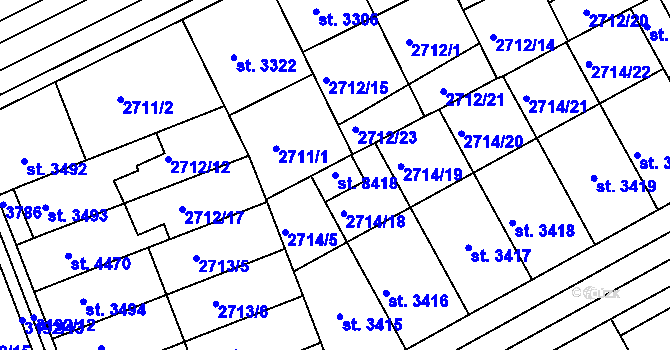 Parcela st. 8418 v KÚ Kroměříž, Katastrální mapa