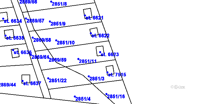Parcela st. 6623 v KÚ Kroměříž, Katastrální mapa