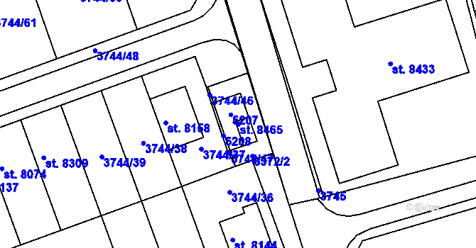 Parcela st. 8465 v KÚ Kroměříž, Katastrální mapa