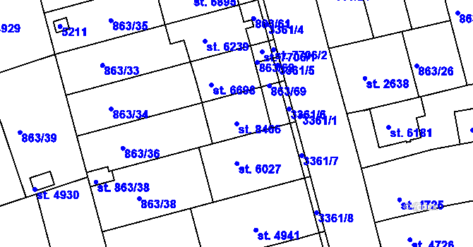 Parcela st. 8466 v KÚ Kroměříž, Katastrální mapa